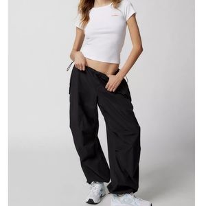 NWT unisex Black parachute pants